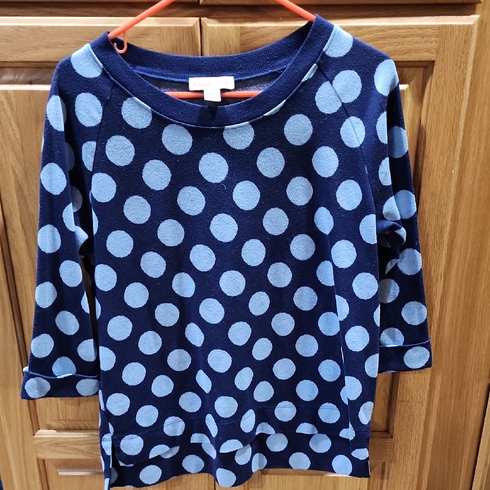 Coldwater Creek Polka Dot Blue Patterned Sweater